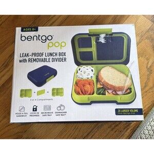 Bentgo Pop Leak Proof Bento Lunch Box Removable Divider Blue & Green 5 Cup